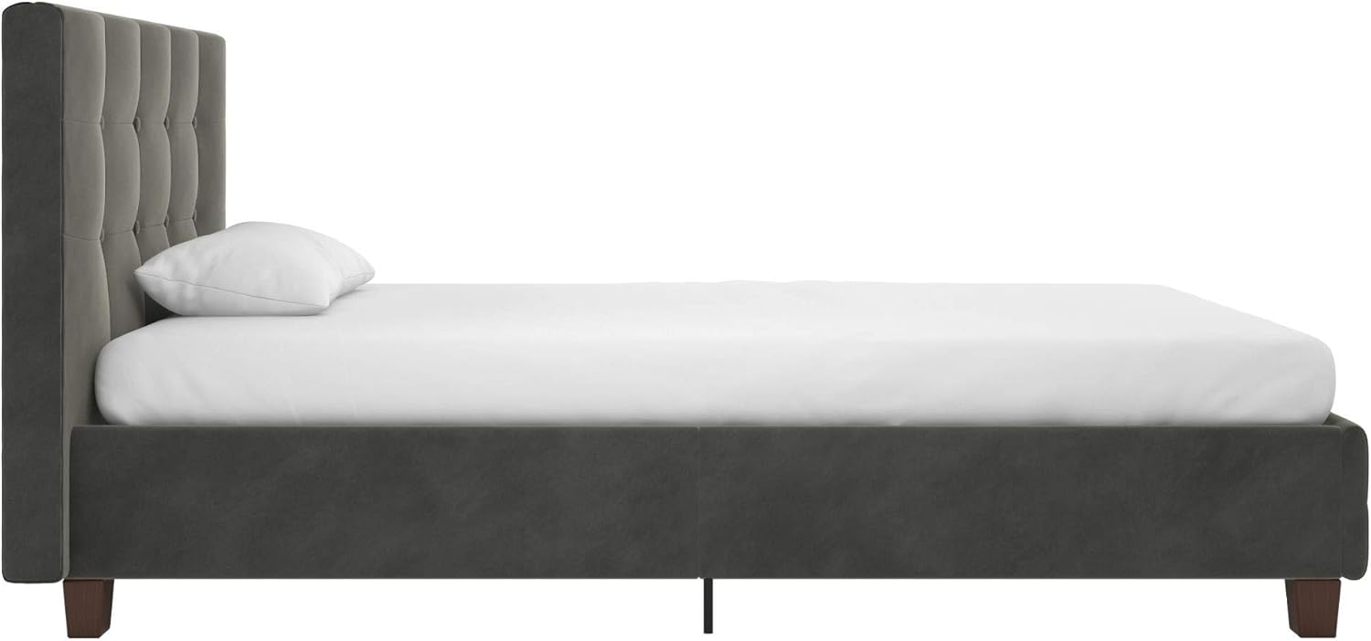 DHP Rose Upholstered Platform Bed with Underbed Storage Drawers and Button Tufted Headboard and Footboard, No Box Spring Needed, Queen, Gray Velvet DHP Rose Upholstered Platform Bed with Underbed Storage Drawers and Button Tufted Headboard and Footboard, No Box Spring Needed, Queen, Gray Velvet