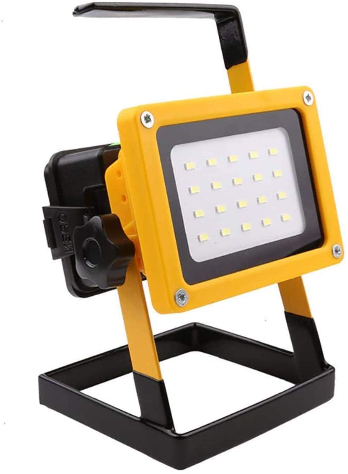 Luz de trabajo LED recargable portátil, 20 W, 500 lm, luz de inundación brillante con soporte, IP65 impermeable para acampar al aire libre, pesca, uso de emergencia