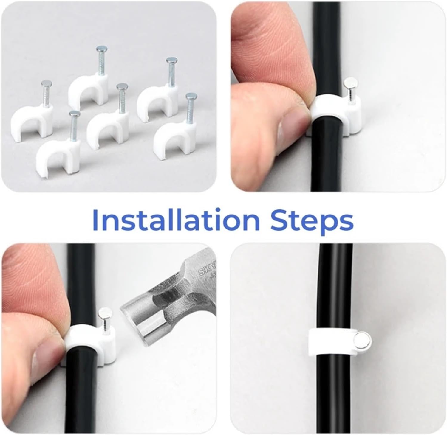 1000 PCS Nail Wire Clip Cable Management Nail Electrical Cord Tie Holder
