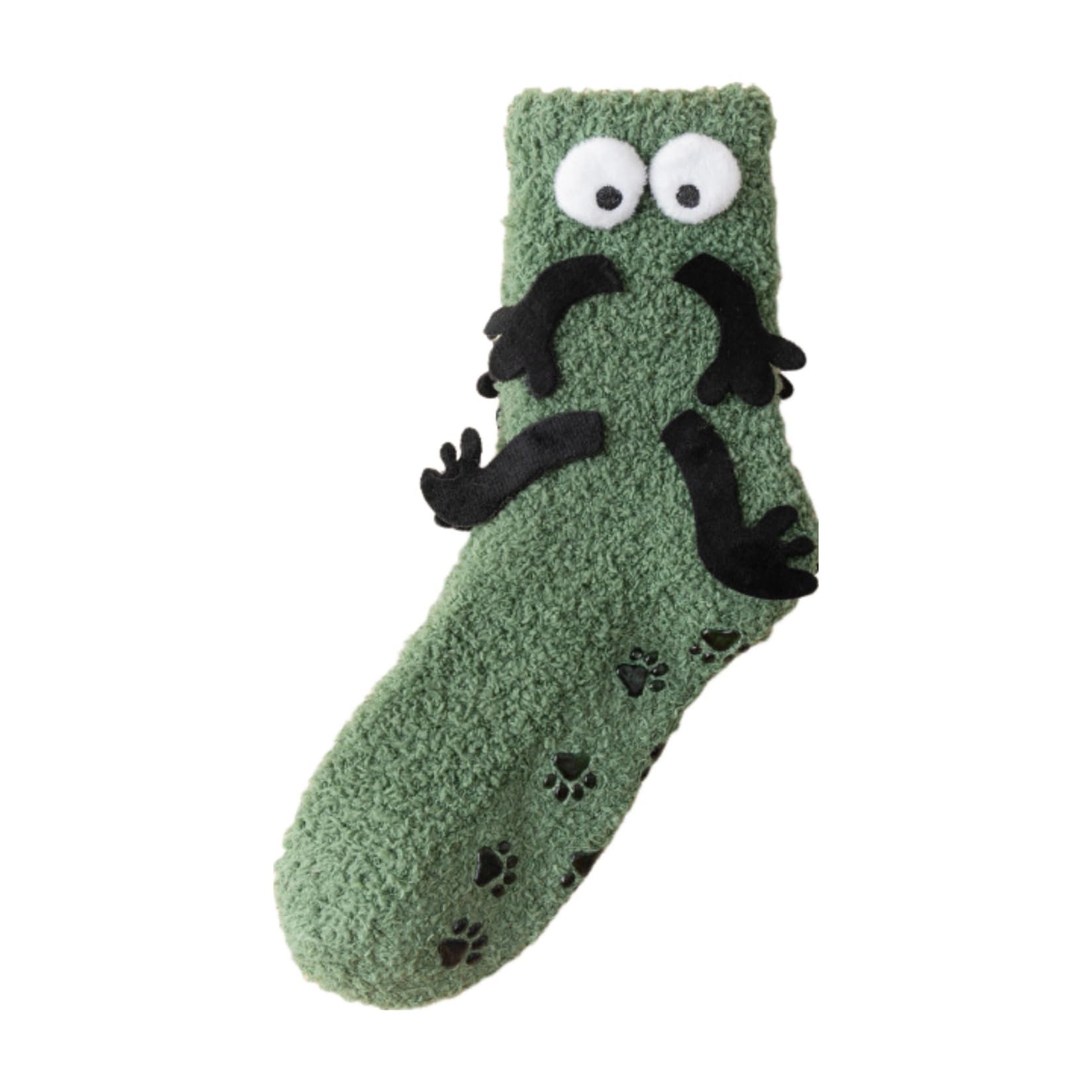 EkaronisFuzzy Socks with Grips for Women Non Slip Crew Socks Soft Warm Grip Cozy Socks Women's Slipper Socks Green