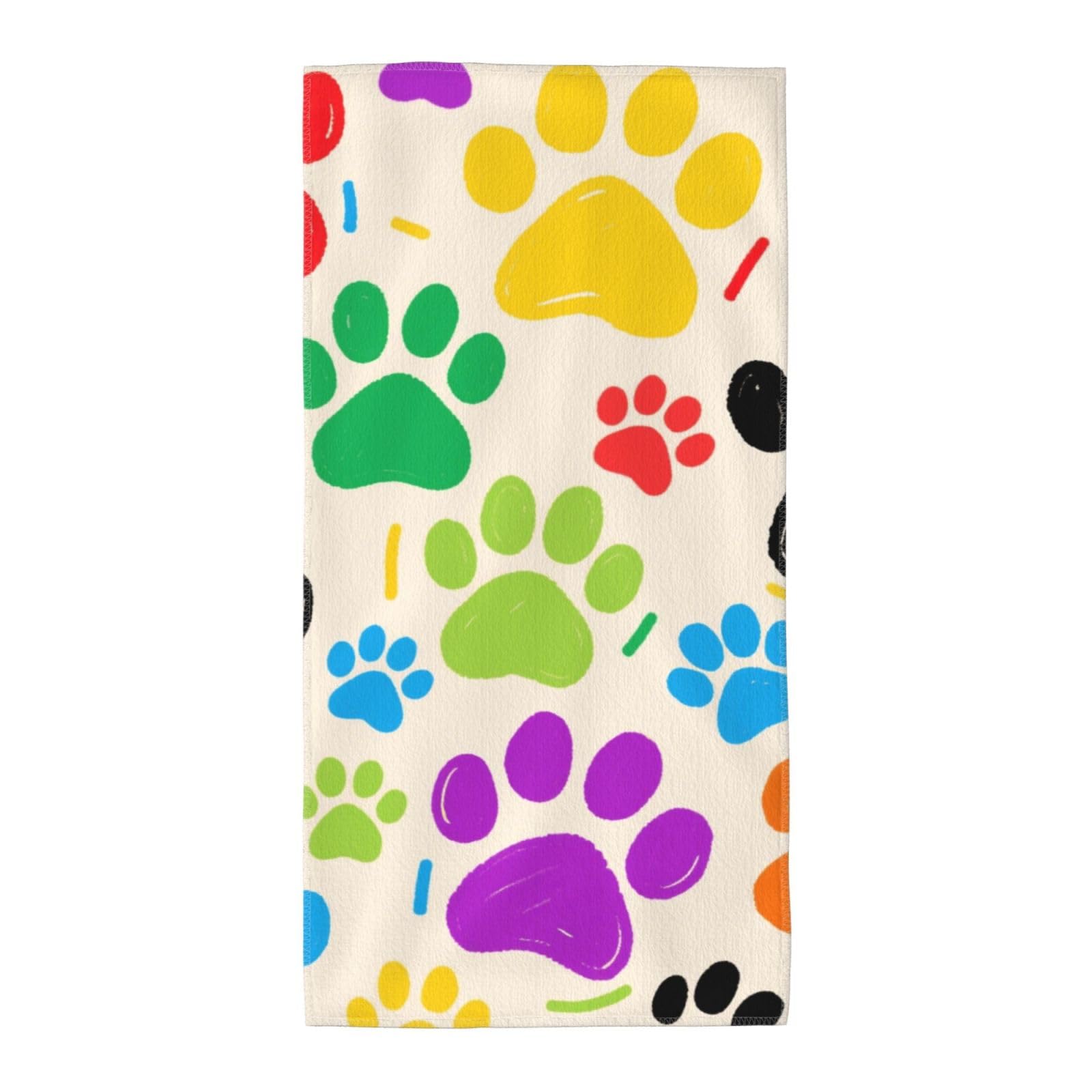 FekiLoot Absorbent Hand Towels 12"X24" Decorative Bathroom Towel Soft Microfiber Face Towel Colorful Doodle Paw Dish Kitchen Towels for Bathroom Kitchen Hotel Spa Bath Towels