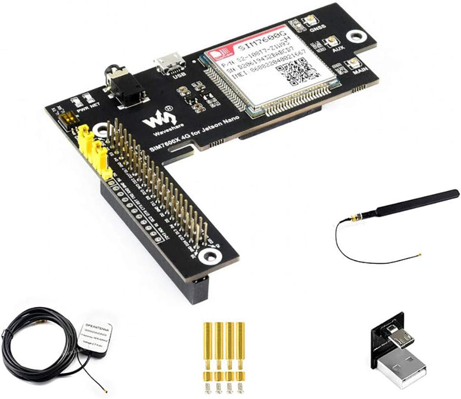 SIM7600G-H 4G/3G/2G/GNSS Expansion Board for Jetson Nano Supports LTE CAT4 up to 150Mbps Global Applicable for GPS, BeiDou, Glonass, LBS Base Station Positioning