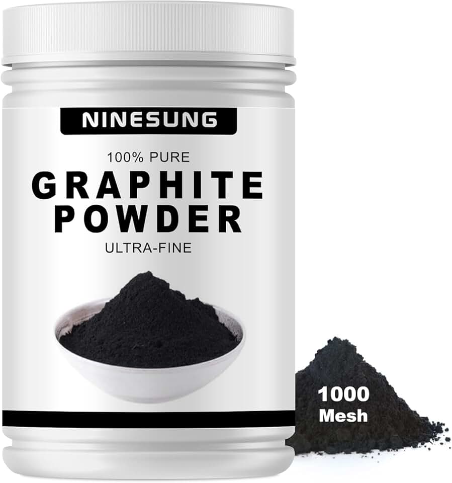 Pó de Grafite Puro | Pó de Grafite Superfino de Grão 1000 | Lubrificante de Grafite Seco para Fechaduras | Pós de Grafite para Fechaduras - 454 G