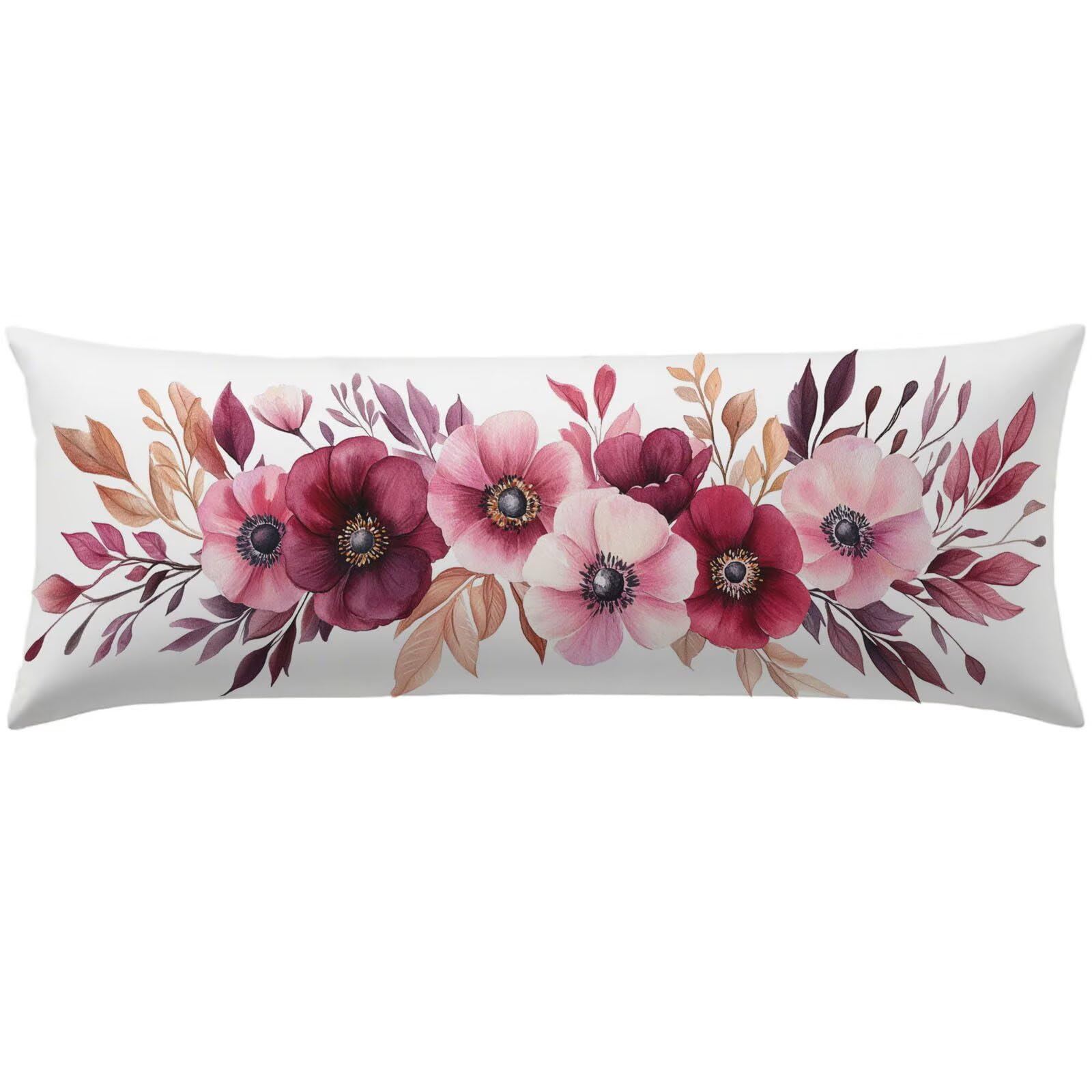 Poszewki na poduszki do łóżka 60 x 180 cm poszewki na poduszki różowe poszewki na poduszki łóżko kwiaty aksamitne poszewki na poduszki na sofę, miękki dwustronny nadruk poszewka na poduszkę z