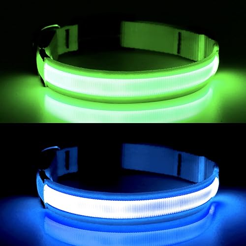 Miniatura 10 de YFbrite Collar de perro ultraligero con LED recargable por USB, collar de perro con luz ajustable, collar de perro impermeable, collar de perro