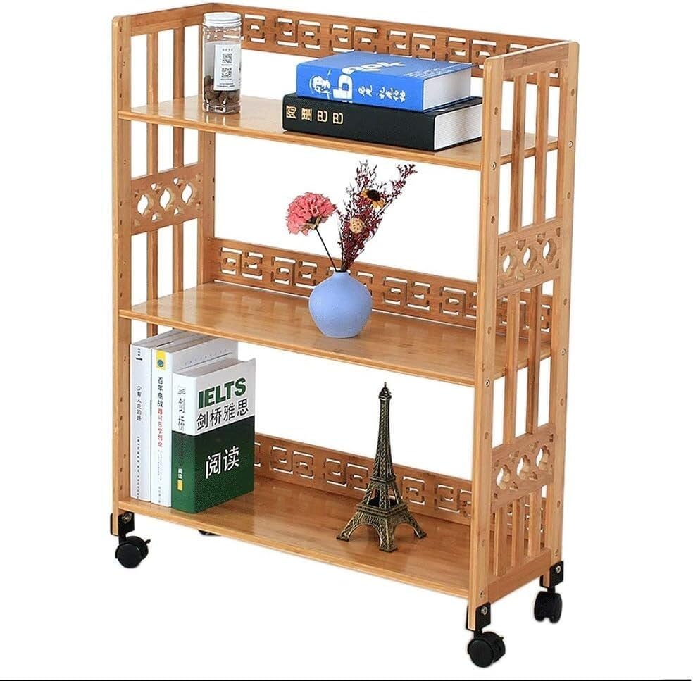 Petite bibliothèque mobile en bambou pour coin lecture autonome enfant