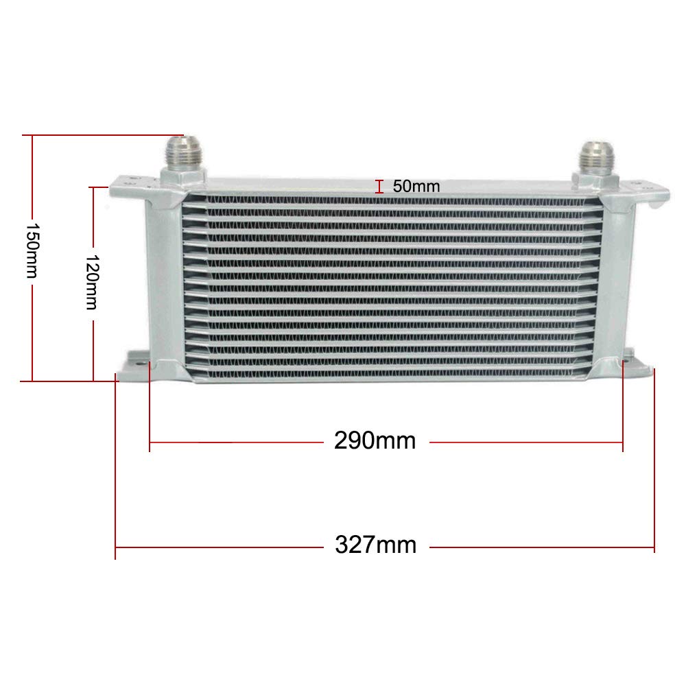 Enfriador De Aceite,Enfriador De Aceite Del Motor Kit de refrigerador de aceite de transmisión universal 16 filas + adaptador de sándwich de filtro de aceite + manguera de combustible trenzado de acer