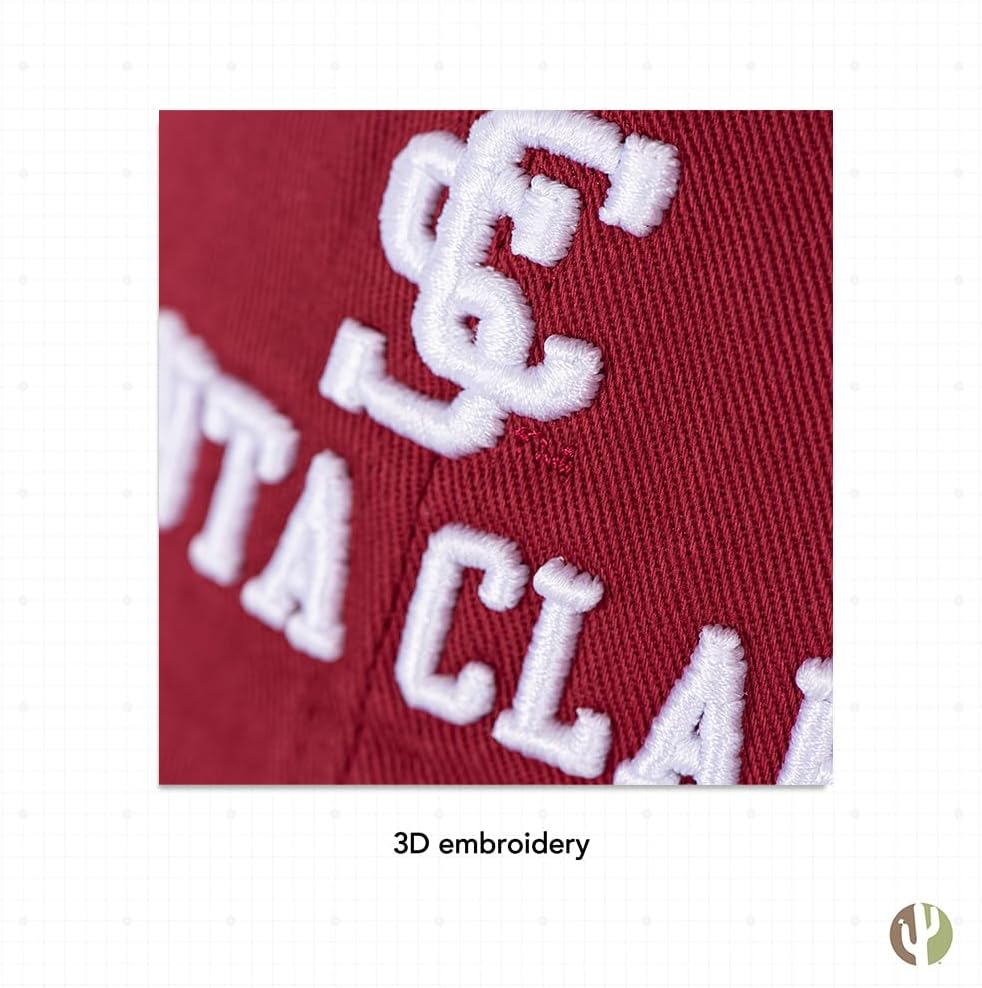 Desert Cactus Santa Clara University Baseball Hat SCU Broncos Brimmed Embroidered Hats Cap Adjustable Cloth Strap Adult (Style A) Red - Image 5