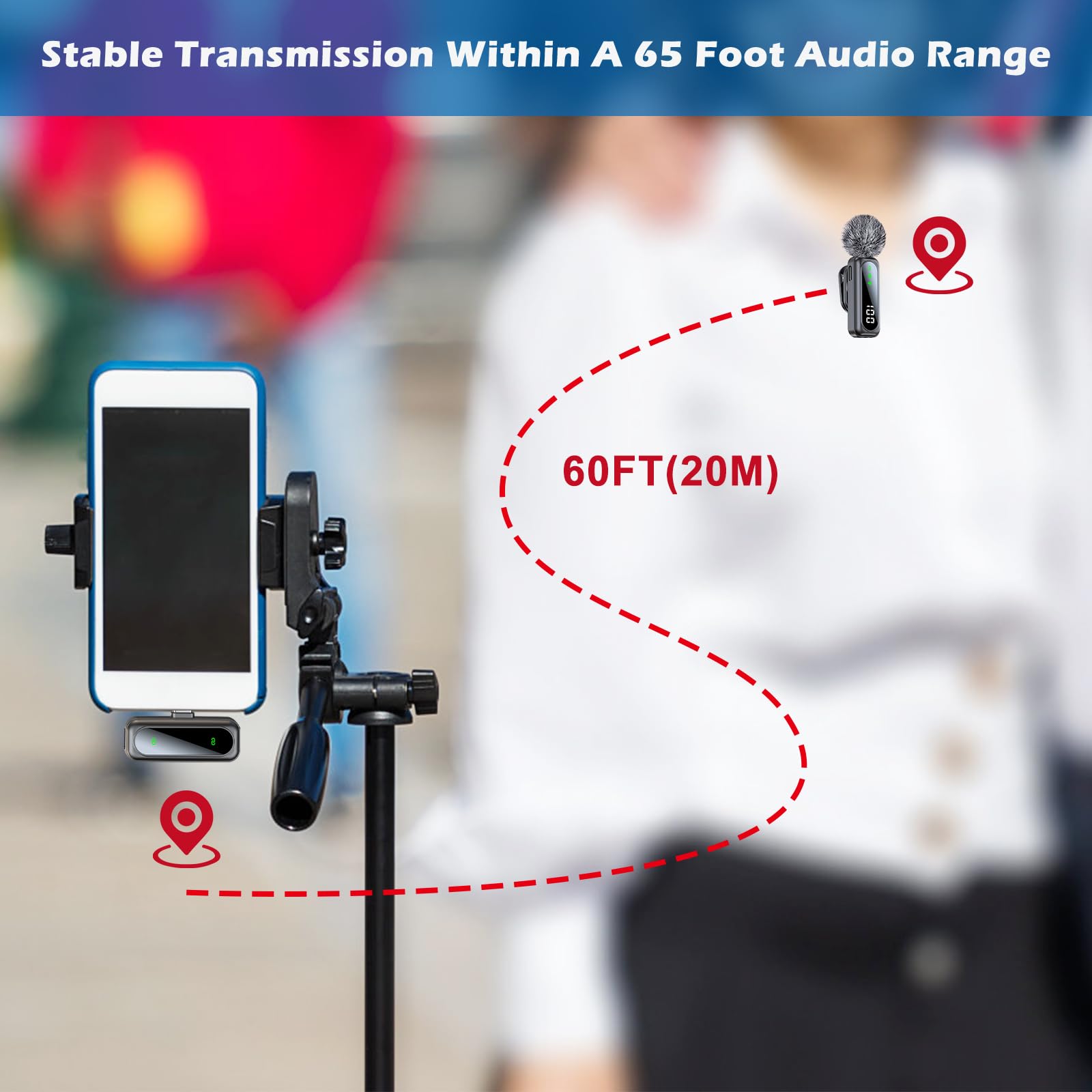 SUNOYA Mikrofon do telefonu, bezprzewodowy mikrofon krawatowy z funkcją redukcji szumów, mini bezprzewodowy mikrofon lavalier Bluetooth, mini mikrofon do live-streamingu, vloggingu, YouTube i wywiadów