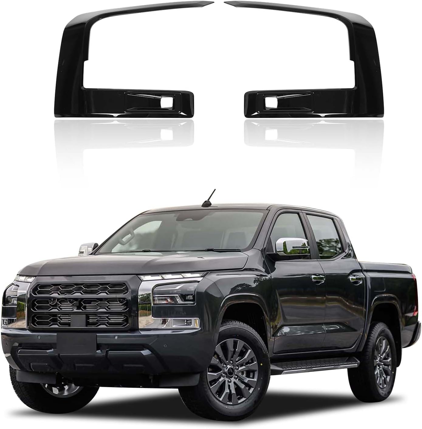 Front Headlight Eyebrow Cover for M-itsubishi Triton & L200 2024 2025 Accessories, ABS Car Front Bumper Headlight Lamp Frame Eyebrow Trim 2Pcs (Glossy Black)