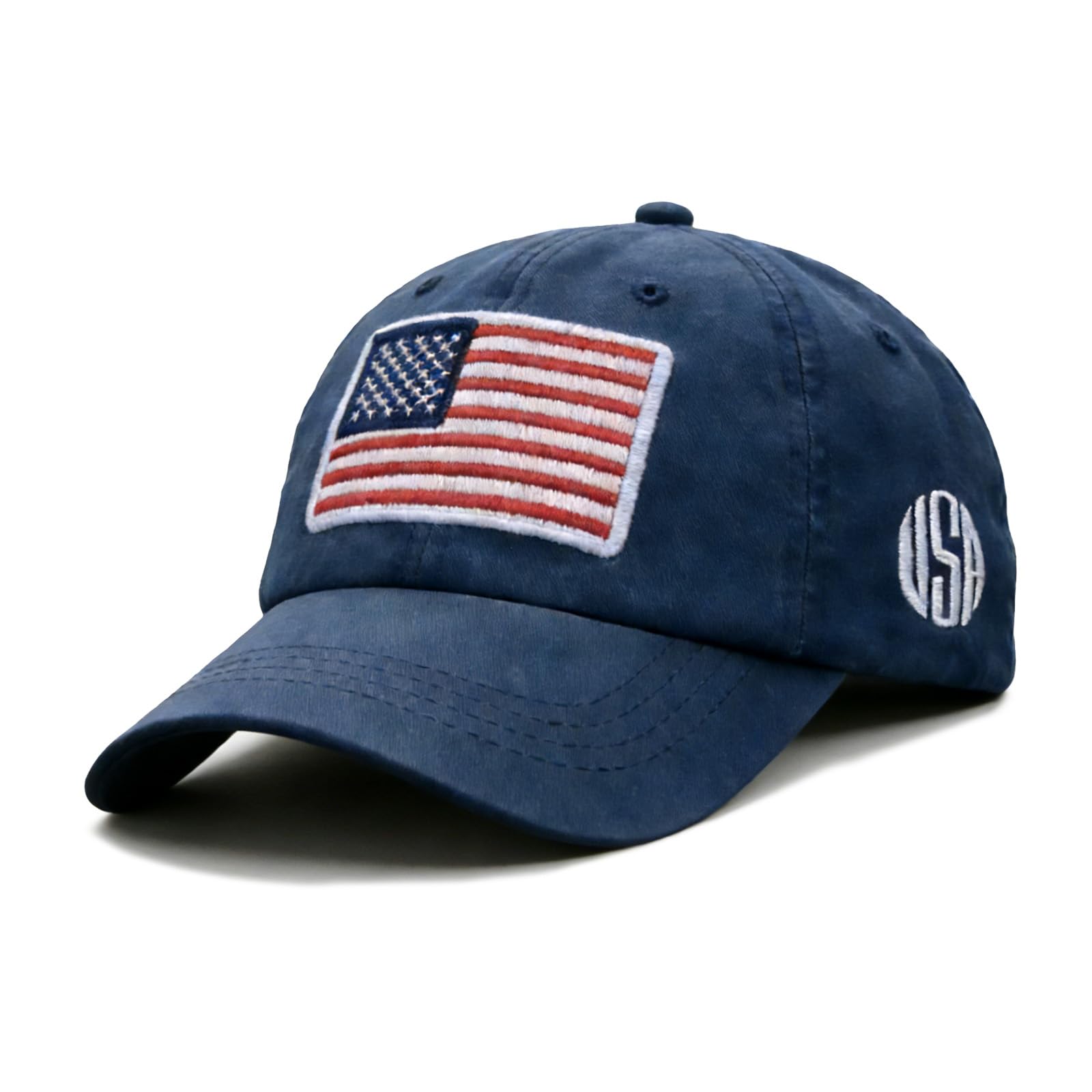 American Flag Baseball Cap for Men Women – Vintage USA Dad Hat Adjustable Cotton Patriotic Embroidered Flag Cap for Boys Girls Blue