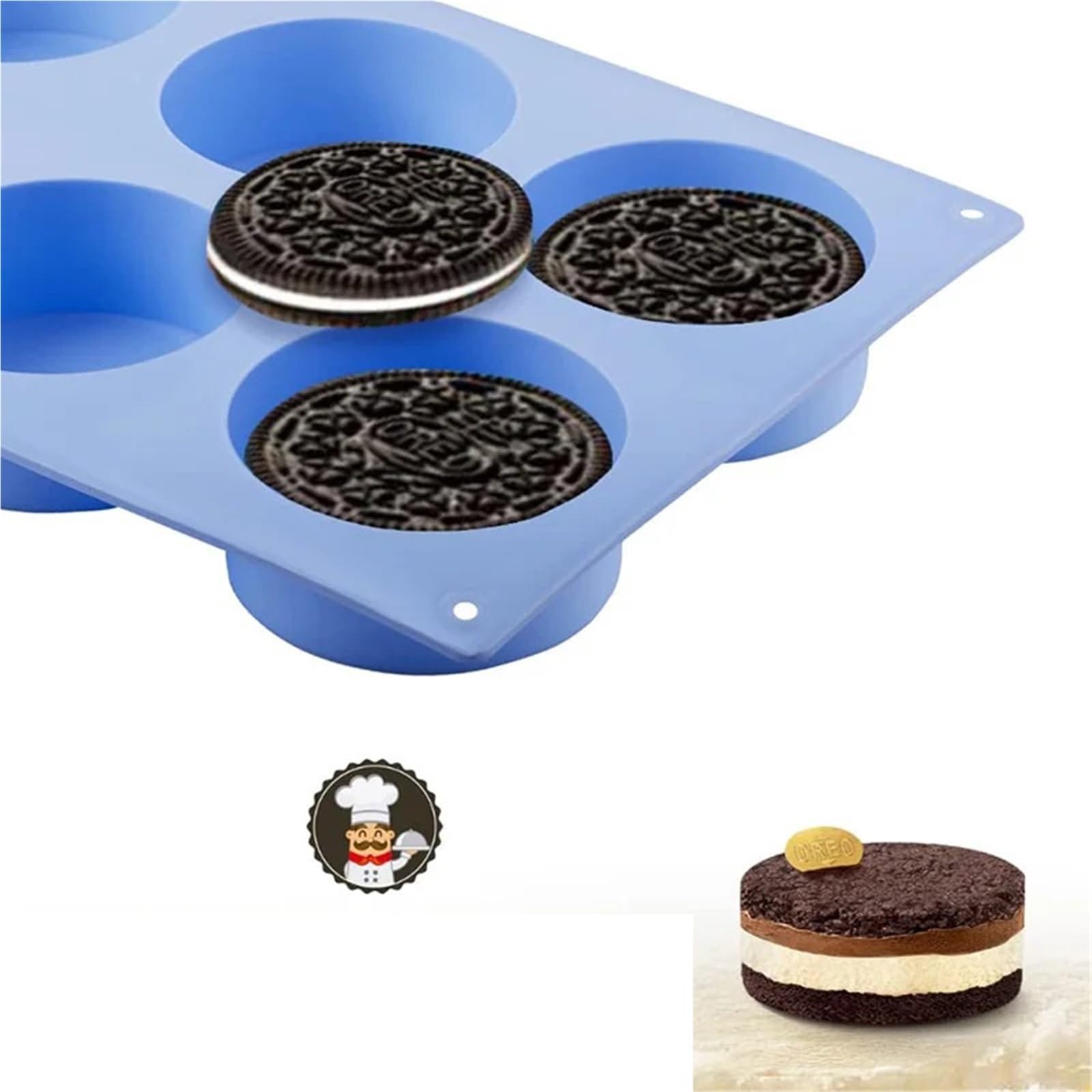 Juego de 4 moldes silicona for galletas, chocolate, jabón, pudín, gelatina, magdalenas y otros postres. Moldes cilíndricos antiadherentes Para Repostería Y Postres