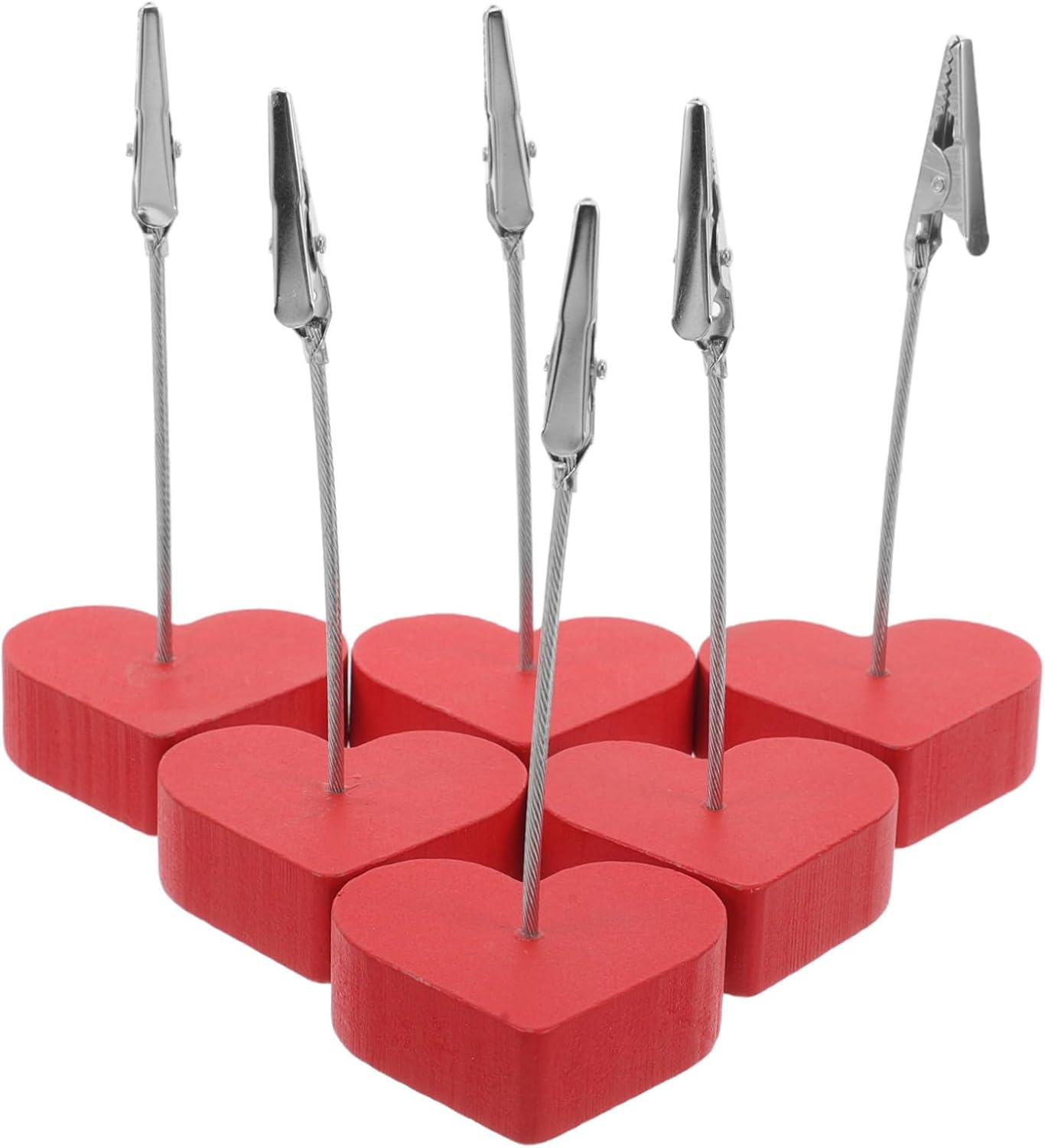 Toddmomy 10pcs Valentine s Day Place Card Holders with Alligator Clip Handmade Wood Base Memo Clip for Wedding Reception Home Decor Romantic Picture Holder for Office Events