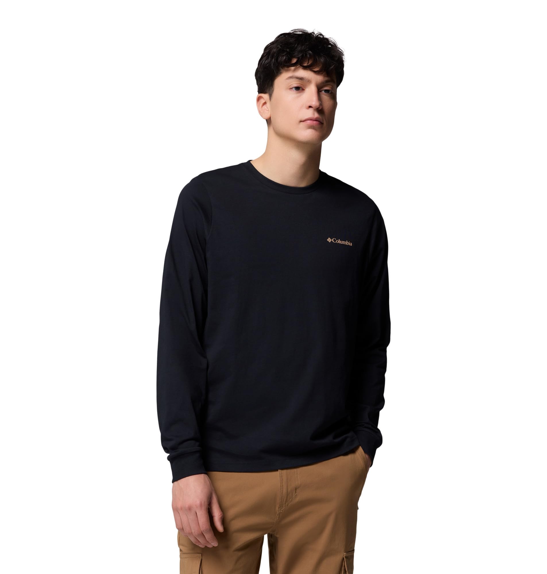 Columbia Men's CSC Seasonal Logo Long Sleeve Tee, Long Sleeve T-Shirt, Black/Meadowland, Small