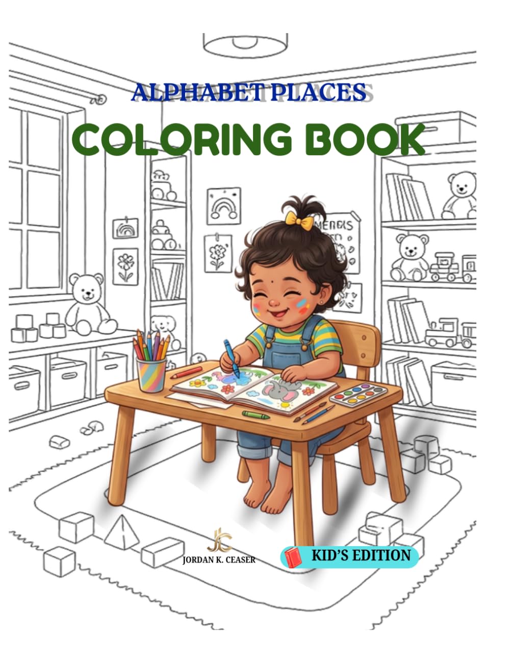 coloring book: alphabet places