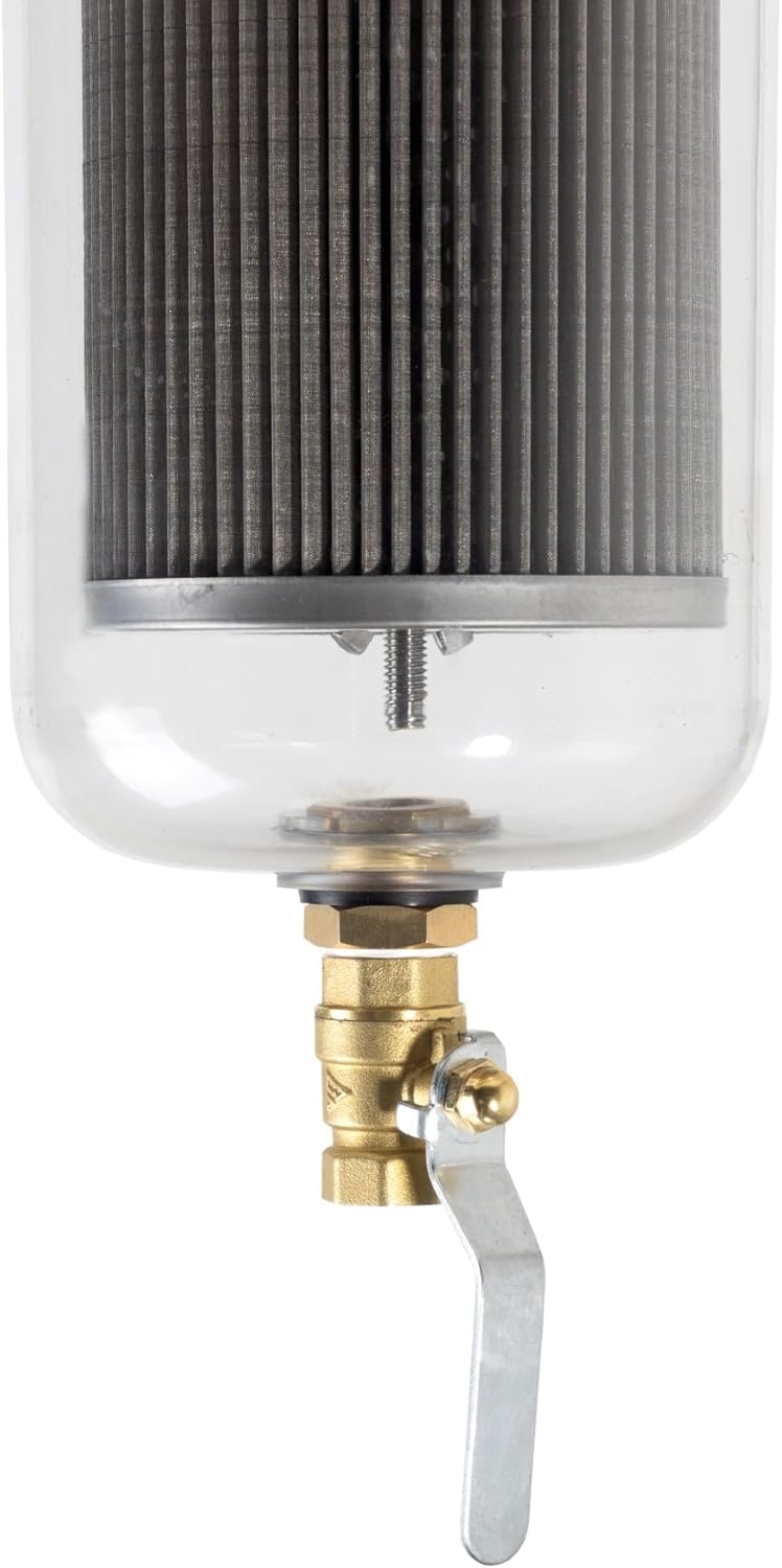 CANPUMP 2-in High Flow Stainless Steel Water Inlet Filter – 52.8 GPM, 87 PSI, Aluminum Alloy Head, Clear Housing, Built-in Brass Drain Valve, for Industrial Pumps and Irrigation Systems