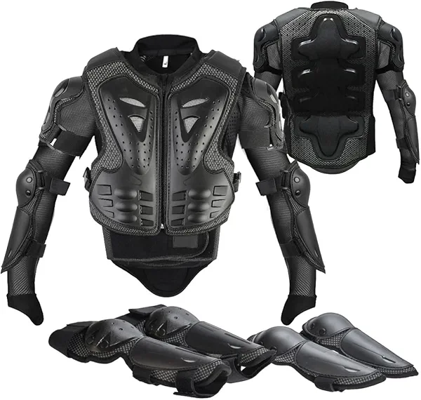 Youth Dirt Bike Gear, JUSTDOLIFE 5 PCS Motorcycle Armbor Protection Jacket, Kids Motorcycle Armor with Knee Pads Elbow Pads Chest Protector Racing for Outdoor Sports