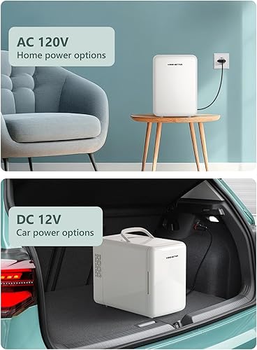 Miniatura 5 de KEENSTAR Mini nevera pequeña de 6 litros8 latas, 110 V CA12 V CC enfriador y calentador para dormitorio, cosméticos, oficina, dormitorio y