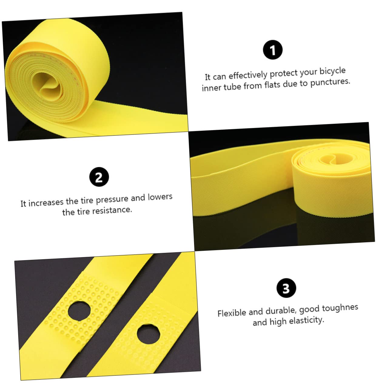 ibasenice 10pcs Bike Rim Strips PVC Cushion for Inner Tube Prevents Punctures Non- Mesh Easy to Use for Road Mountain Lightweight and Convenient