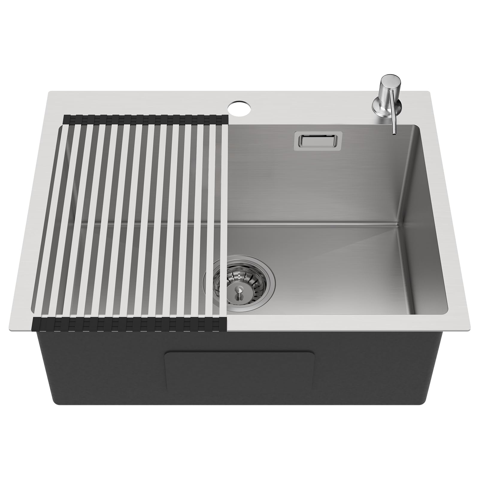 MEELRYD Einbauspüle Edelstahl 45x40cm - Mit Abtropfkorb & Ausziehbarem Hahn