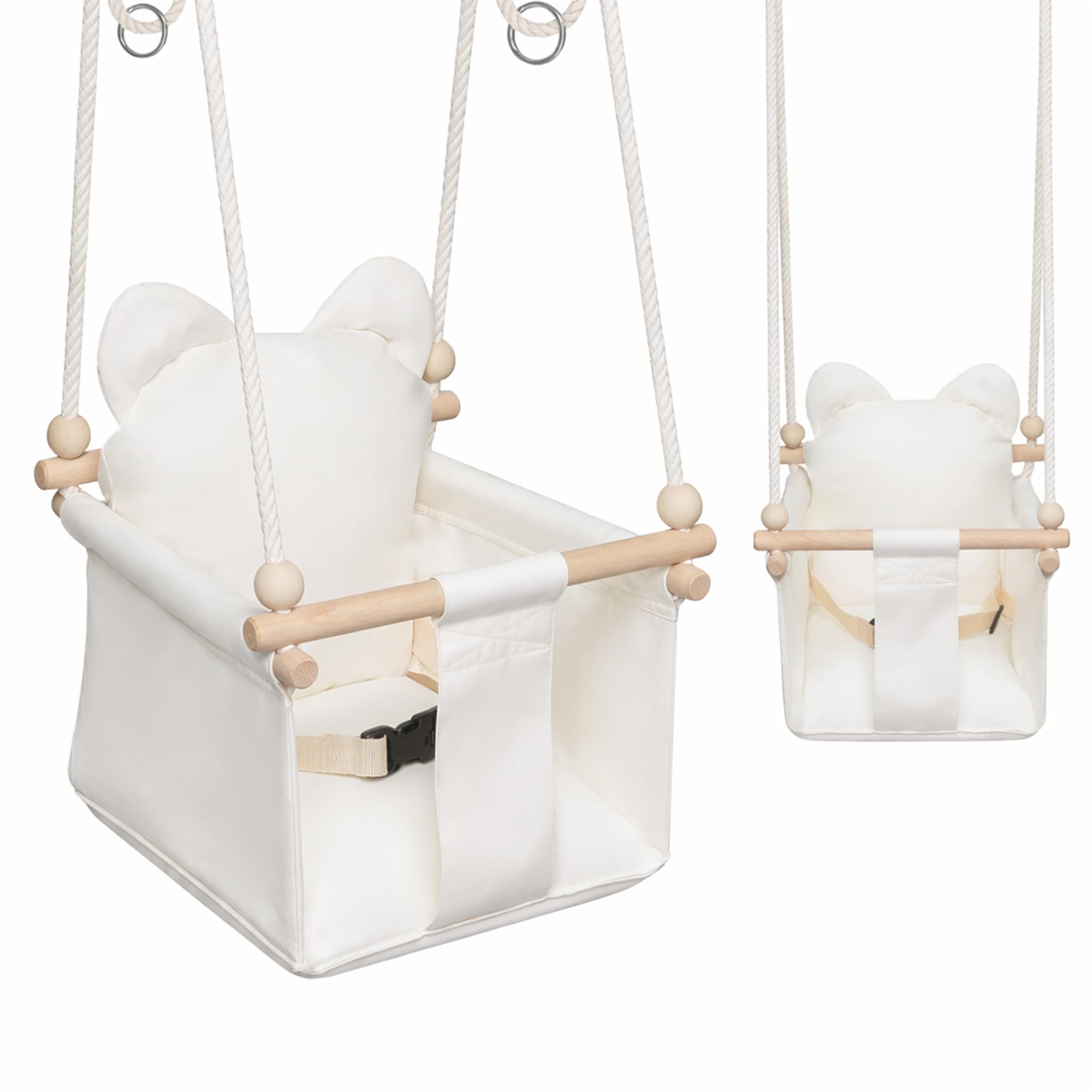 MAMOI® Wooden baby swing seat for toddlers, Indoor toddler swings chair from birth, Kids baby bouncer for garden, Child rocker swing set from 8 months