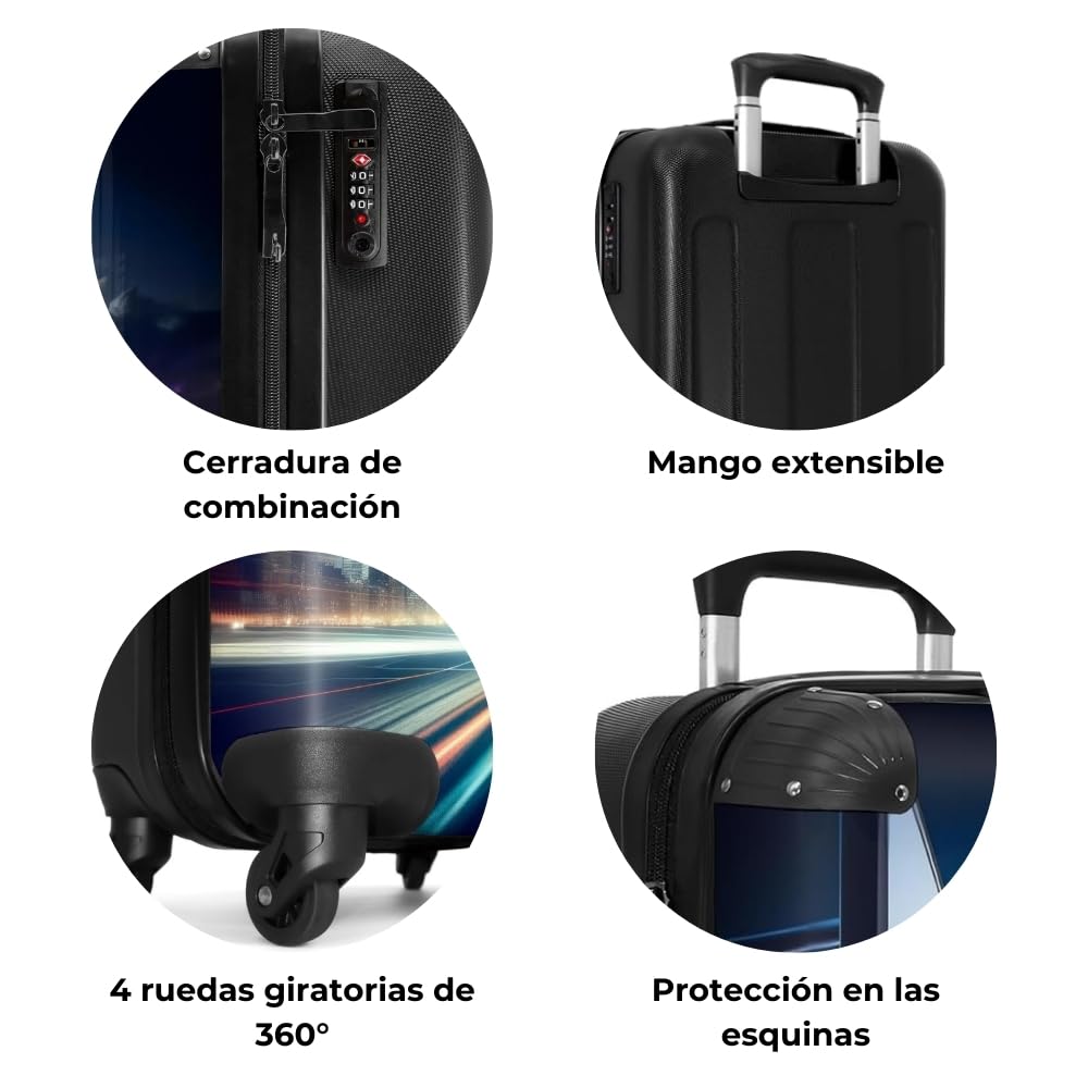NoBoringSuitcases.com Maleta Infantil de Viaje Cabina con Ruedas, Personalizada para Niños - Baloncesto, Azul Oscuro (55x40x20 cm)