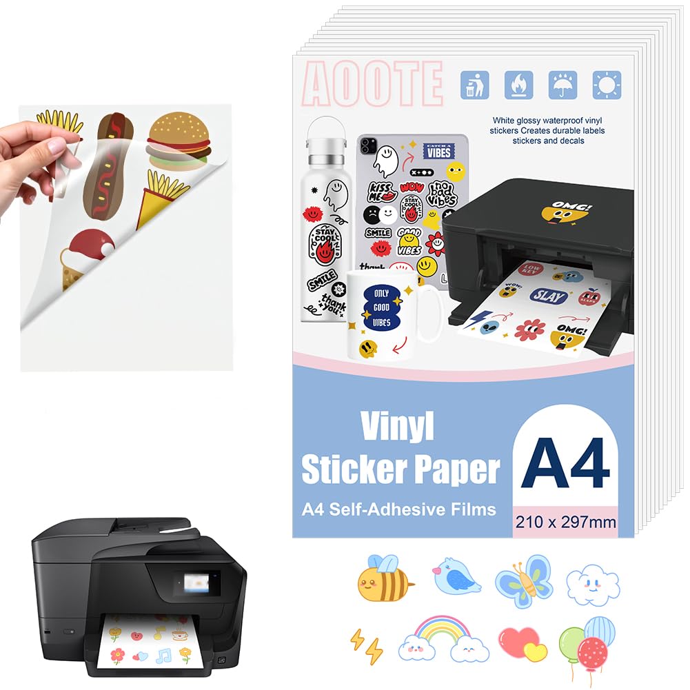 Carta Adesiva Stampabile Trasparente A4 297x210mm 80 Micrometro Impermeabile per Getto D'inchiostro
