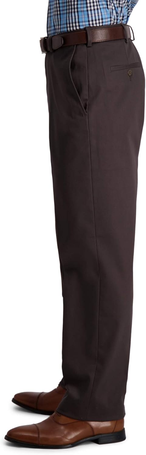 Haggar Men's Iron Free Premium Khaki Classic Fit Flat Front Expandable Waist Casual Pant (Regular and Big & Tall Sizes) - Image 2