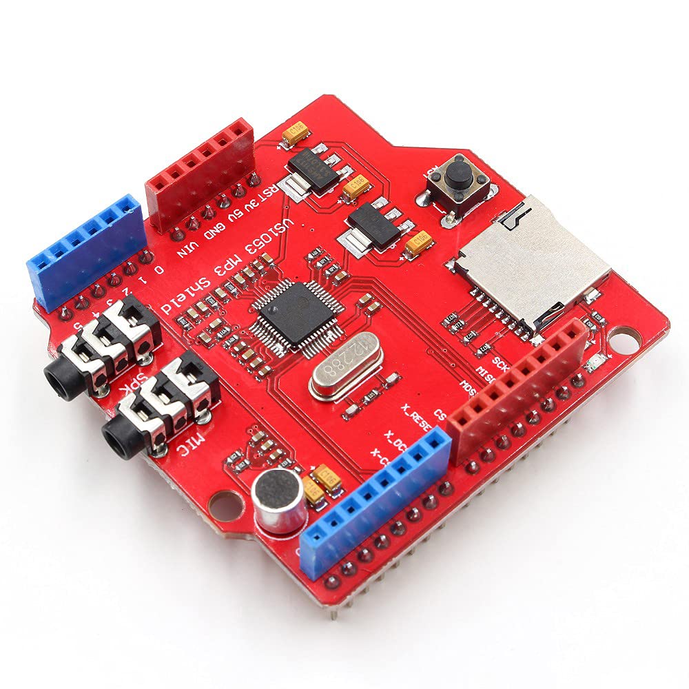 VS1053 VS1053B - Scheda di sviluppo per lettore MP3 audio stereo con slot per schede TF, interfaccia SPI, uscita cuffie e microfono, compatibile con UNO/MEGA