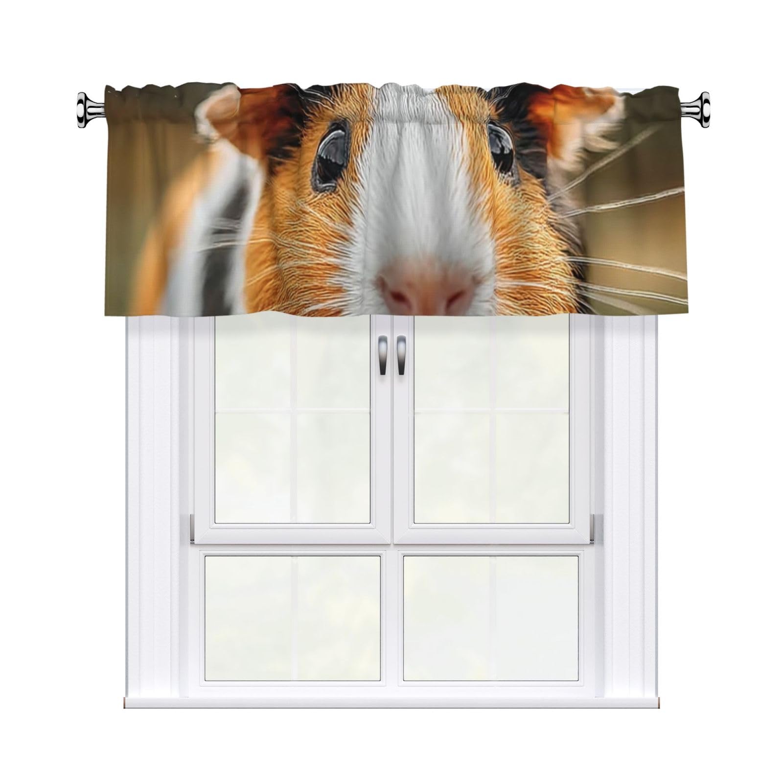 HJKJKKJ Window Valance 137x 46 CM Kitchen Curtains Cute Guinea Valances for Windows Vintage Short Window Curtains Farmhouse Rod Pocket Decorative Curtain Valance for Bedroom Bathroom