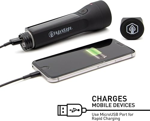 Miniatura 3 de HYBRIDLIGHT Journey 300 - Linterna solar LED impermeable con cargador de teléfono USB, color negro