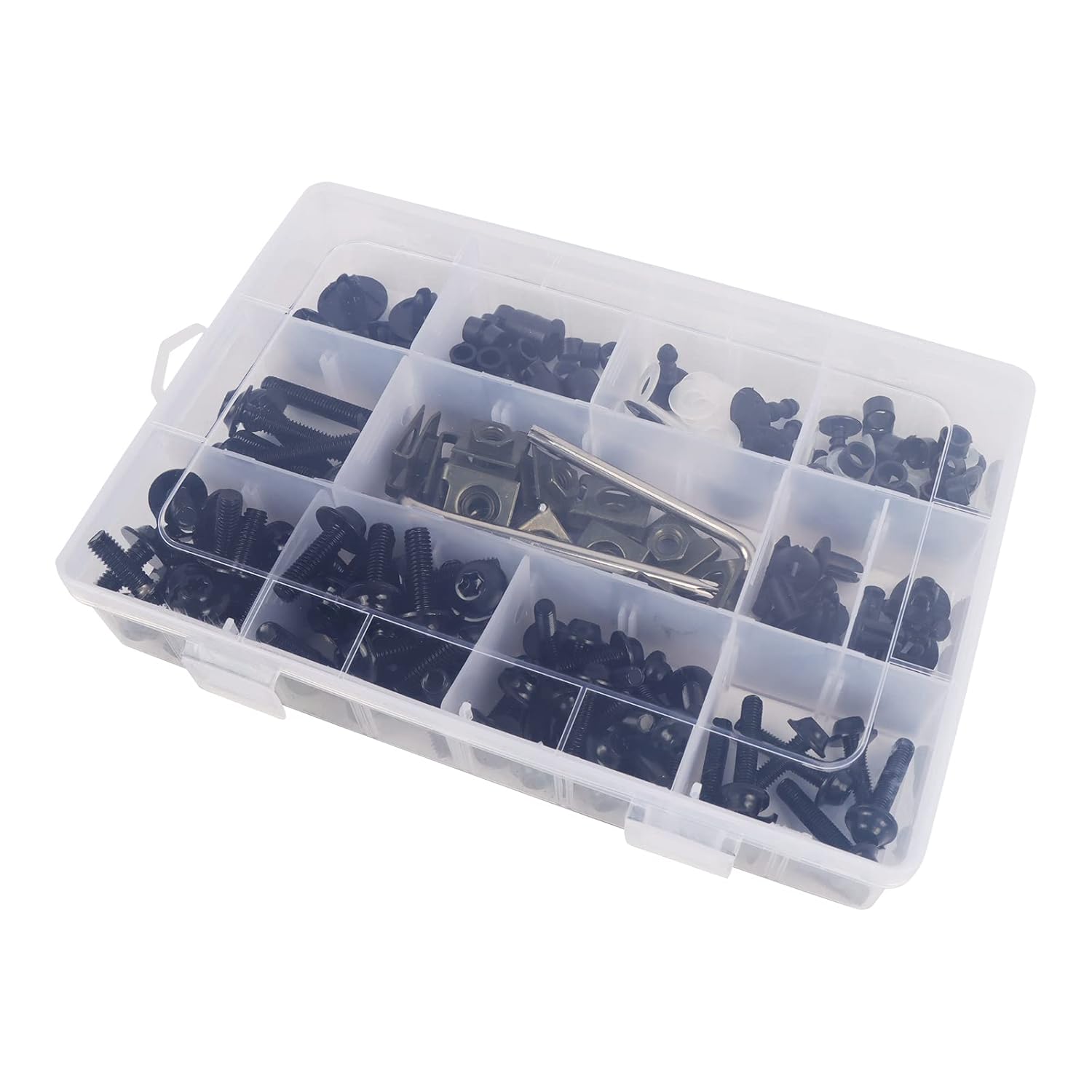 Stainless Steel Bolt Kit Screws Fasteners Clips Compatible with Yamaha Honda Kawasaki Suzuki BMW Fairing Bolt Kits Metric Bolts and Nuts Kit Torx Screws (Black)