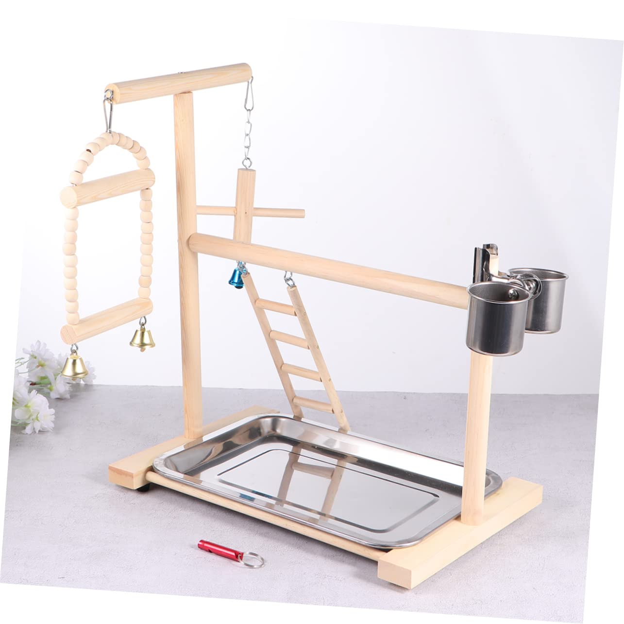 1pezzi Trespolo Per Pappagalli Legno Con Altalena Gioco Creativo Per Uccelli Supporto Sicuro e Pratico Per Pappagalli Per Intrattenimento e Attività Fisica Accessorio Essenziale