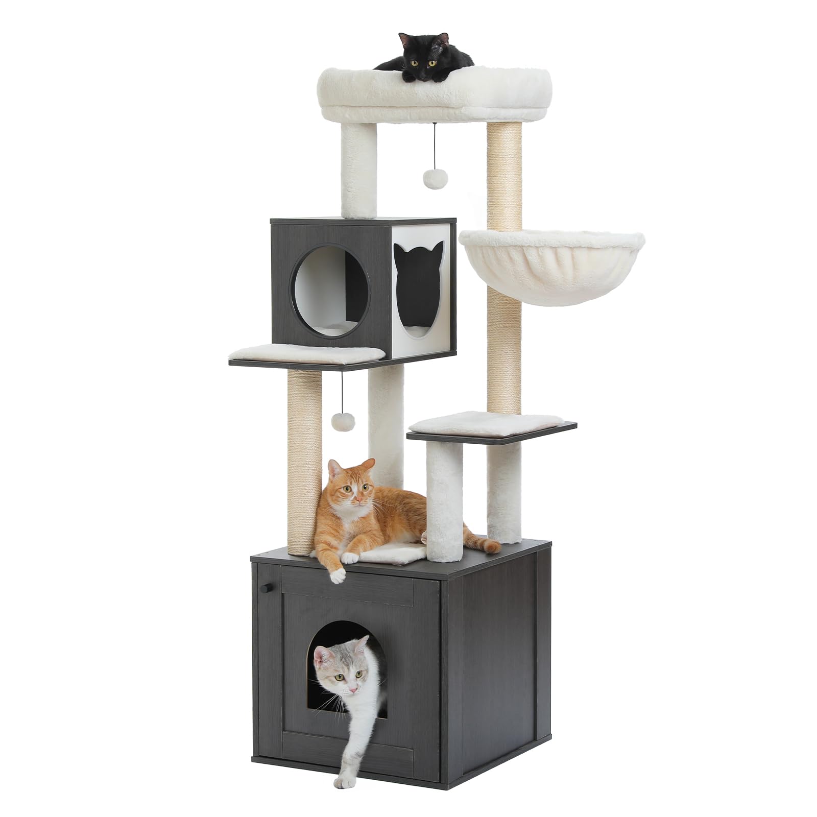 MIOMUM Tall Cat Tree with Litter Box Enclosure