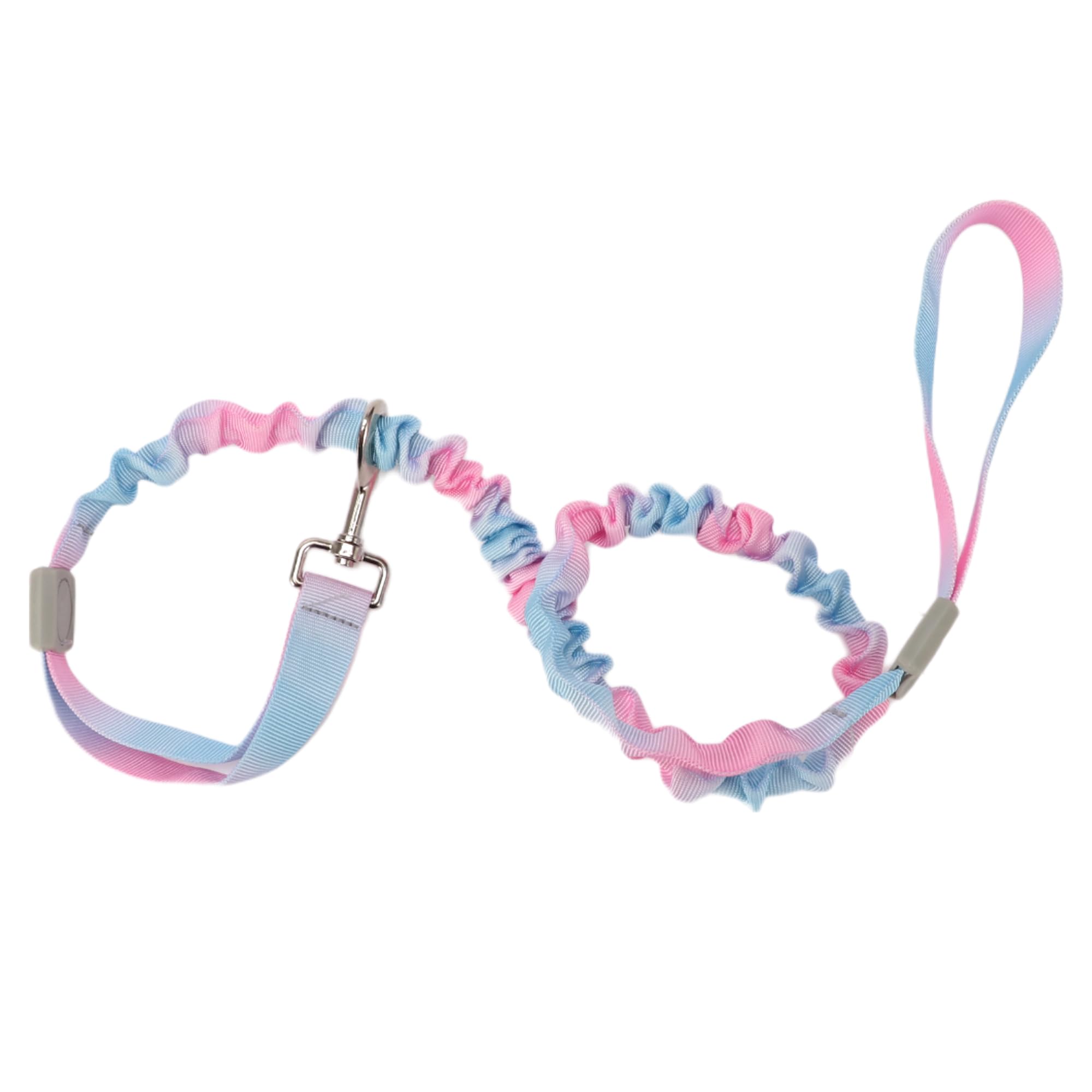 CAPASTEC Guinzaglio a Doppia Maniglia per Cani, Corda Elastico Nylon, Blu Rosa Gradiente, Lunghezza 110-160cm