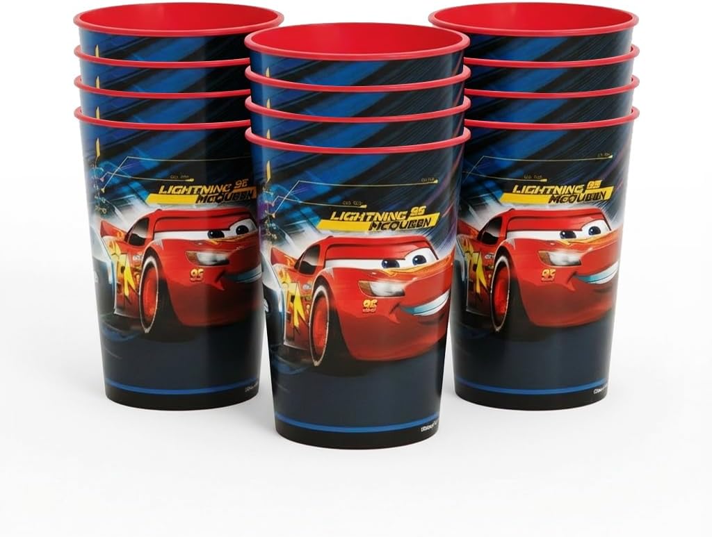 Unique Cars III 12 Pack 16 oz Plastic Reusable Favor Cups – Birthday Party Supplies, Goodie Bag Favors, Kids’ Drinkware & Take-Home Gifts