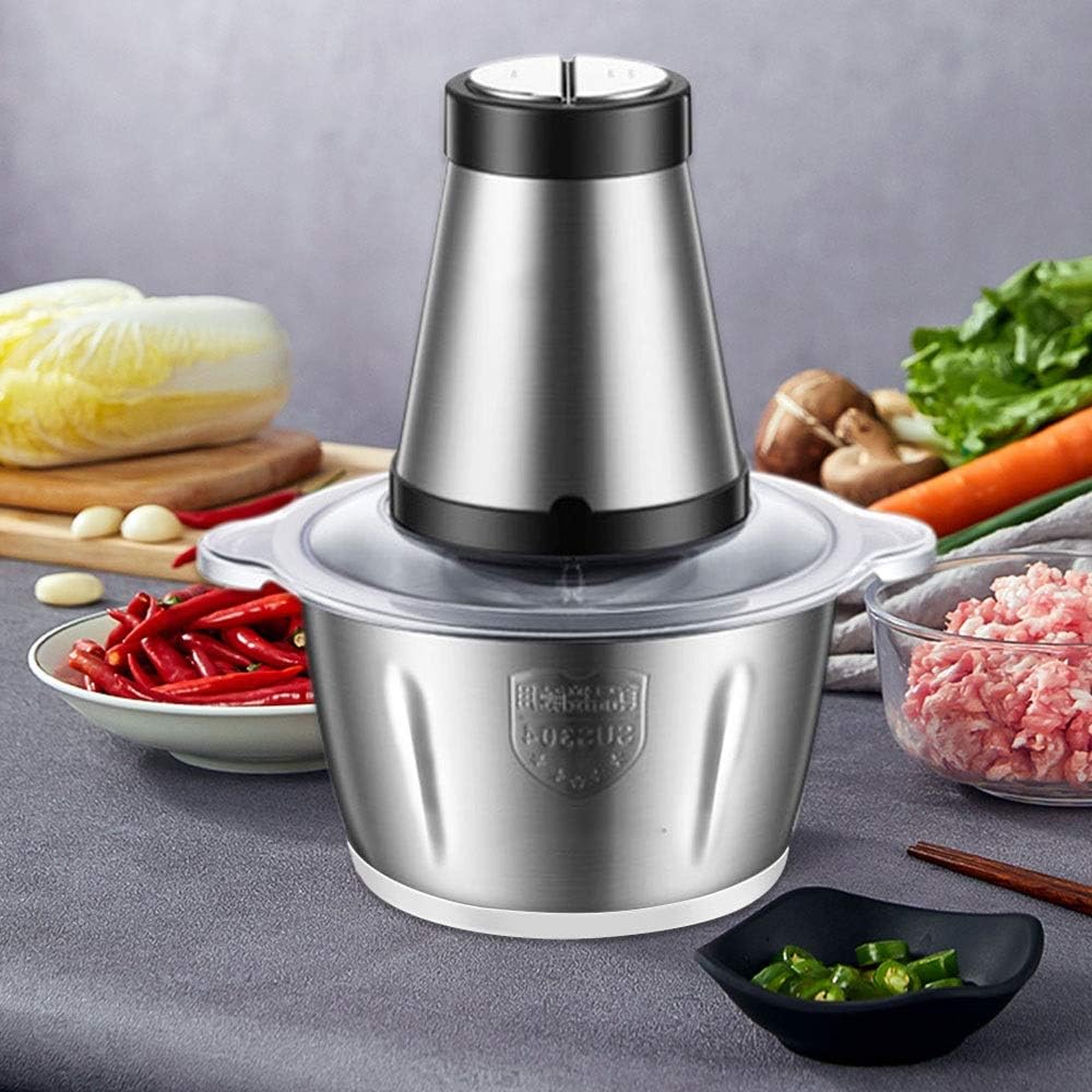 2 Speeds 500W Stainless Steel 2.5L Capacity Electric Chopper Meat Grinder Mincer Food Processor Slicer