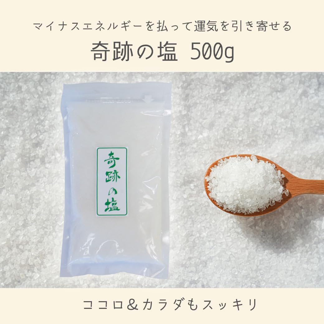 Amazon.co.jp: いやしの村 奇跡の塩 500g チャック付き 天然塩 お清め