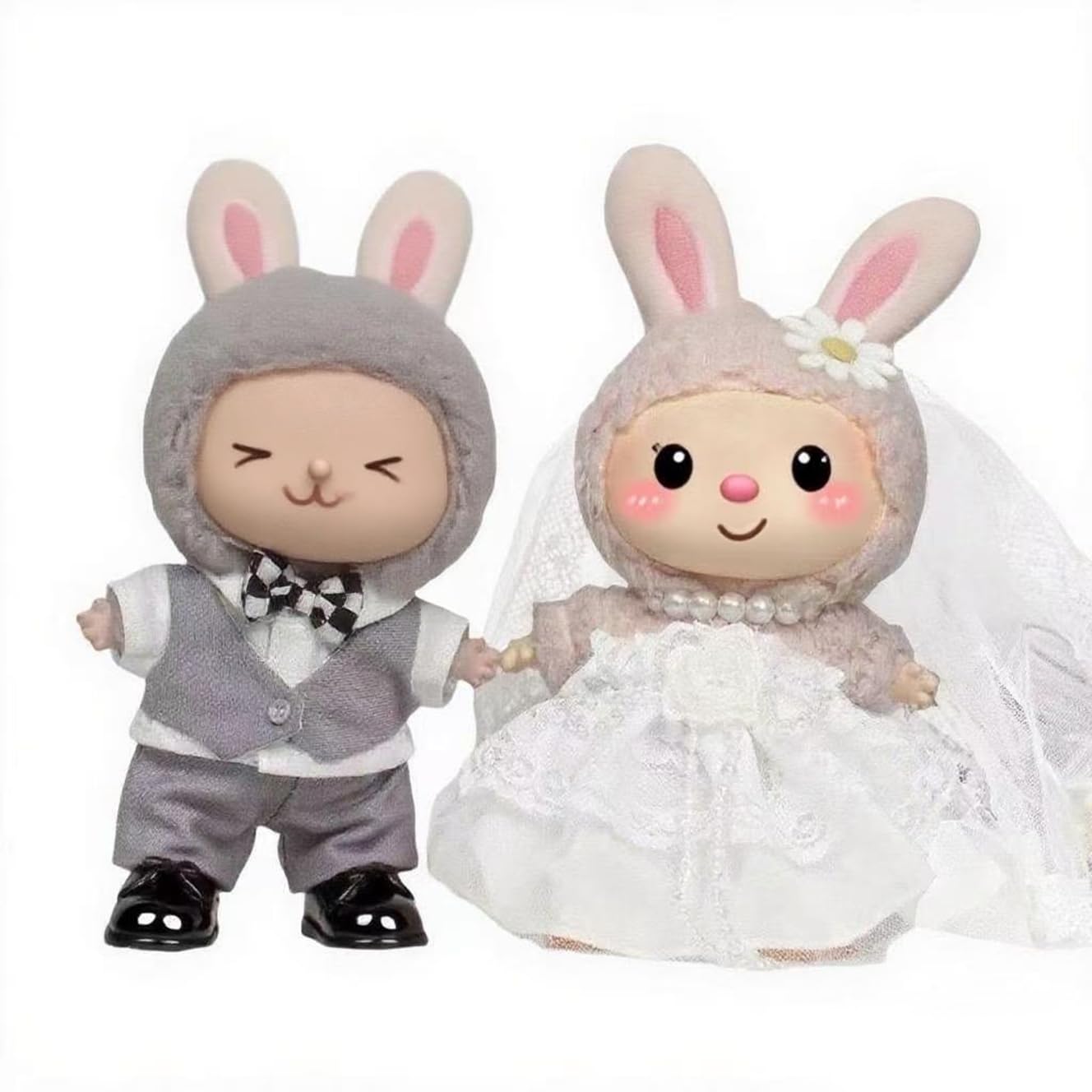 View 1 of 2 Pack Clothes for LABUBU 17cm Doll (NO Doll), Grey & White