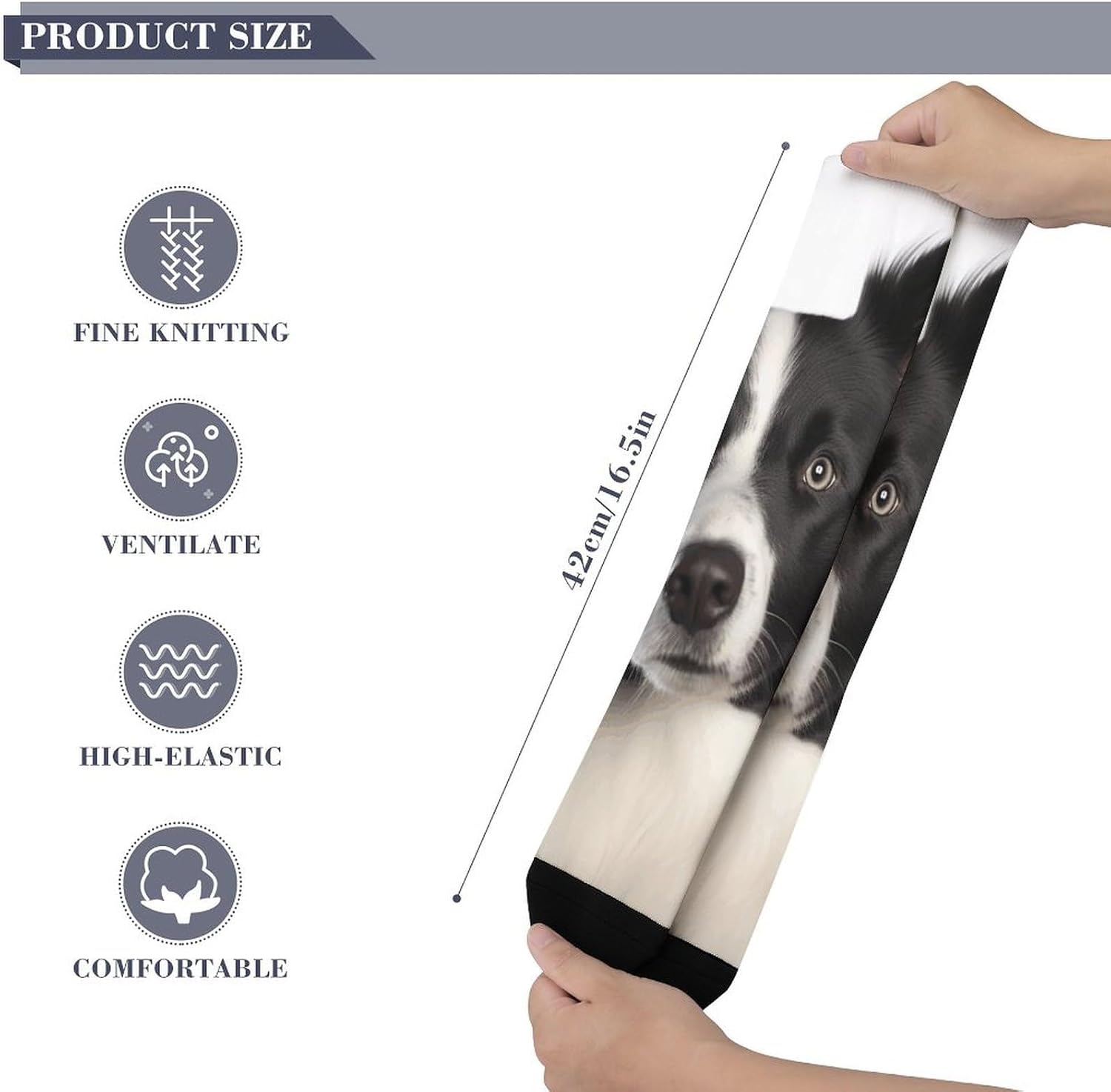 Border Collie Knee High Soccer Socks Moisture Wicking