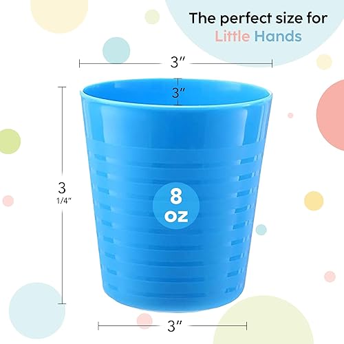 Miniatura 2 de Vasos para niños, juego de 12 vasos de plástico para niños, 8 onzas, vasos de plástico reutilizables, aptos para lavavajillas, vasos sin BPA para