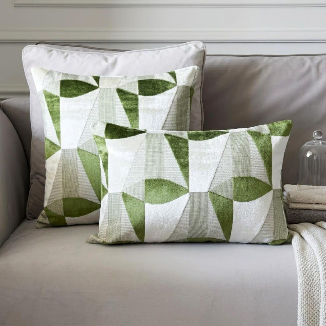 Set di 2 Verde Velluto Copricuscino lombare 30x40 cm - Green Prism Lumbar