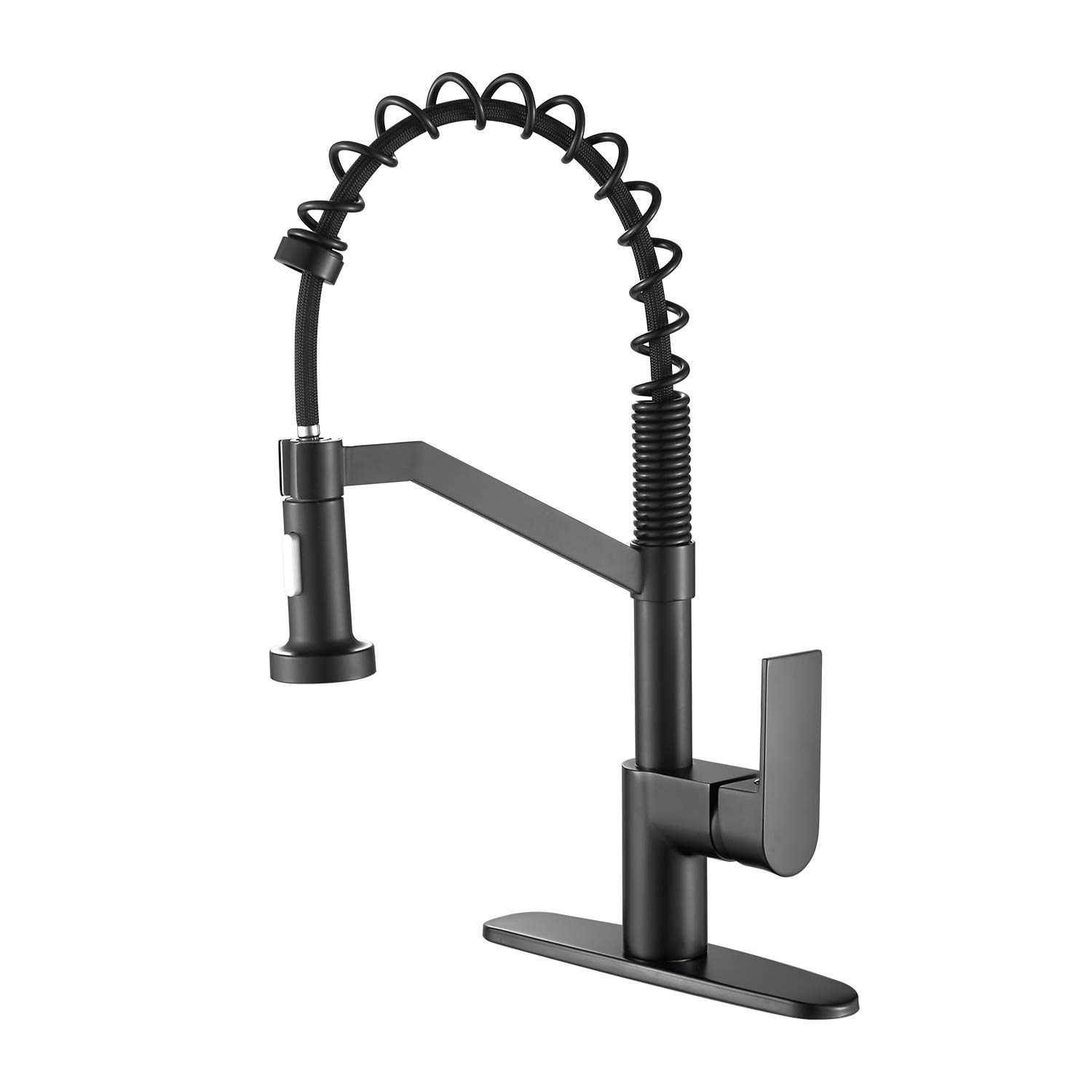 CasavillaBlack Kitchen Faucet,Kitchen Sink Faucets with Pull Down Sprayer,Brass Single Handle Faucets for Kitchen Sinks with Deck Plate