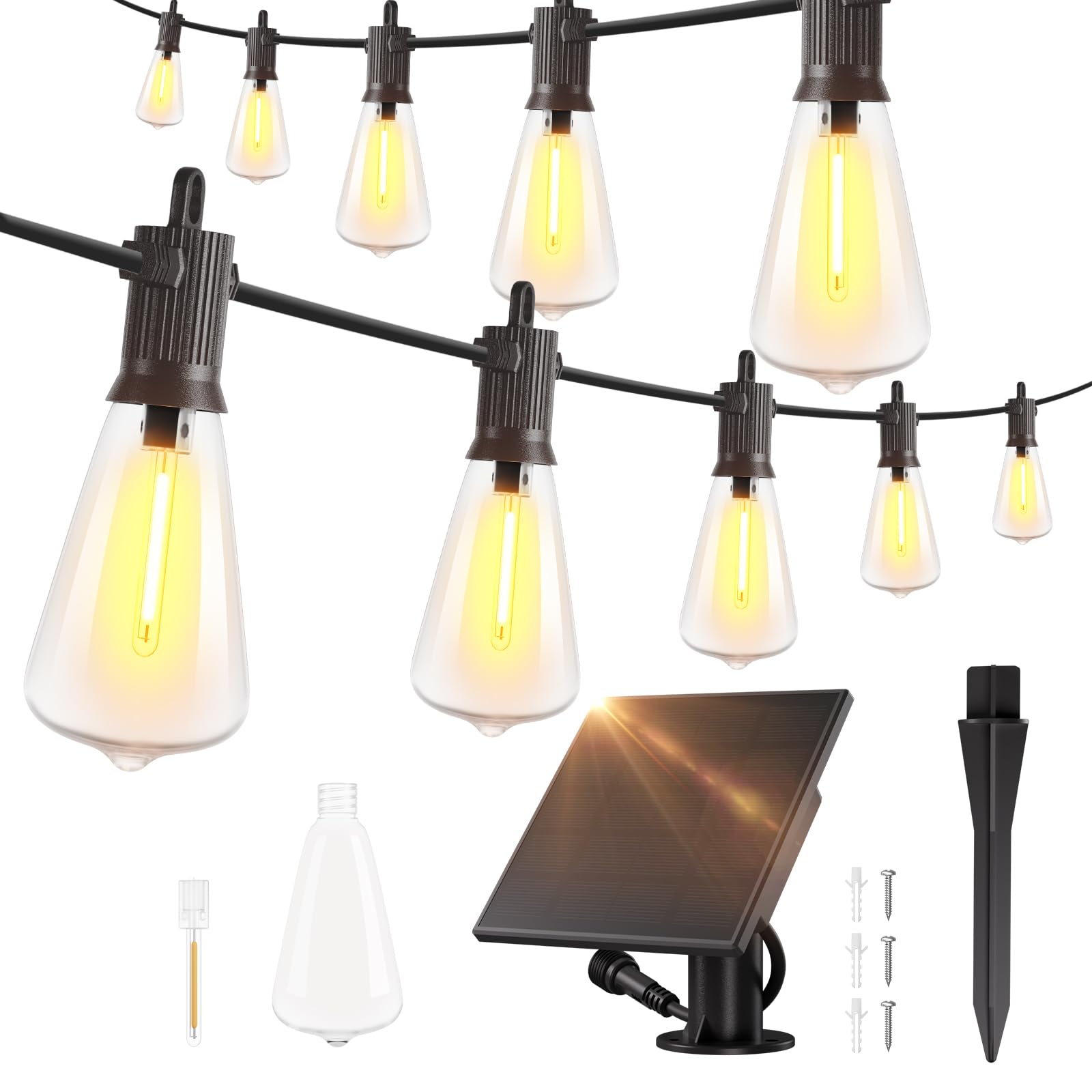 ZOTOYI Catena Luminosa Solare Esterno 10+1 Luci LED 9 Metri con Pannello Solare e USB 4 Modalità IP65 per Pergola Natale Feste In Terrazza Sul Balcone