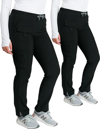 Medgear 2-Pack Womens 4-Way Stretch Utility 10 Pocket Scrub Pant