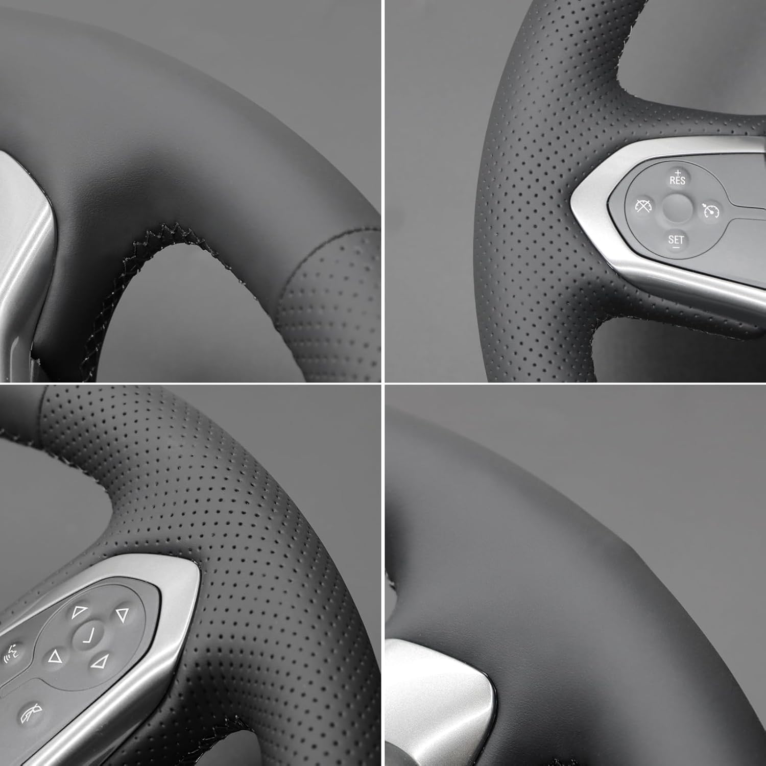 MEWANT DIY Hand Stitch Black Faux Leather Steering Wheel Cover Wrap for Chevy Silverado 1500 2500 Suburban Tahoe