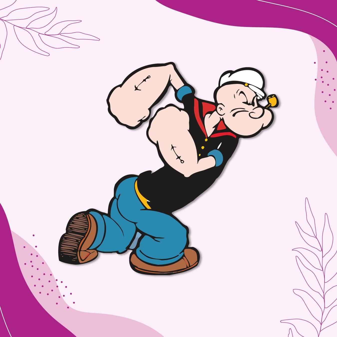 ANAB GI Popeye The Sailor Wooden Fridge Magnet | Fun Comic Character Gift & Decoration | Attractive Cartoon Theme Magnet for Indoor Decoration | Pack of 1