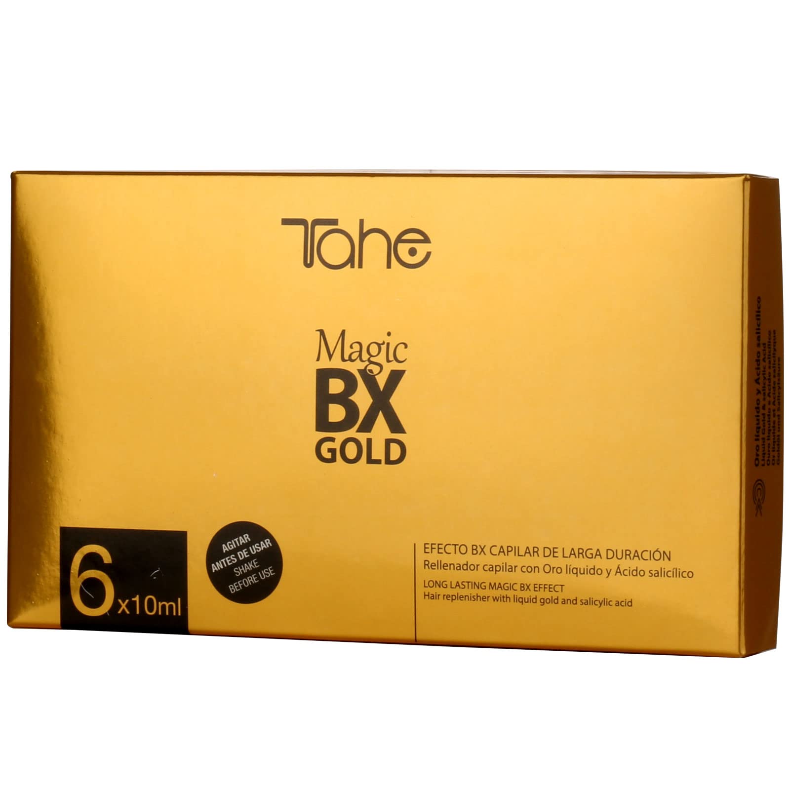 Tahe Magic BX Gold Tratamiento concentrado capilar redensificador y ultranutritivo del cabello, 6 viales de 10 ml