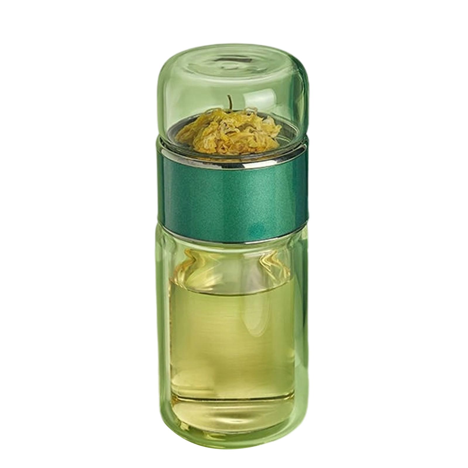Lerpwige Insulated Teas Infuser Cup With Leakproof Lid Double Wall Borosilicate Glass Bottle For Brewing Glass Mug Gift