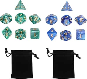 Set Di 10 Dadi Poliedrici A Due Colori Oro E Nero Per Giochi Di Ruolo DND, Dungeons And Dragons